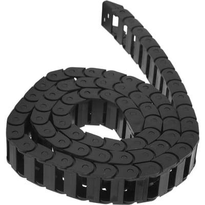 Kabel Draadgeleider Sleepketting Plastic voor CNC met Eindconnector Brugtype 1 meter Lang Zwart black