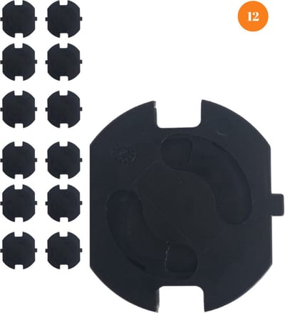 Stopcontactbeveiliging |  stopcontactbeschermers | zwart | kind veiligheid | zelfklevend | handig draaimechanisme | 12 stuks