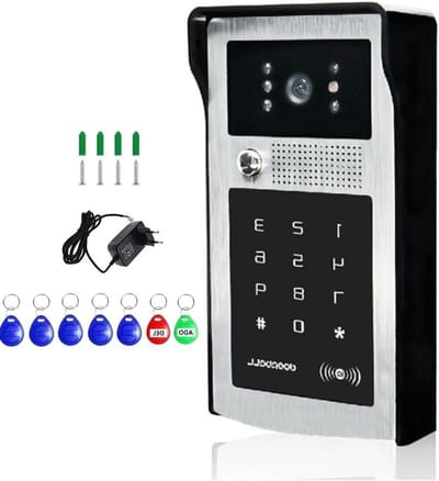 Videodeurbel Systeem - Smart Wifi Intercom - Huisbeveiliging Verbeteren - RFID Kaart Toegang - 1080p Resolutie - Zwart