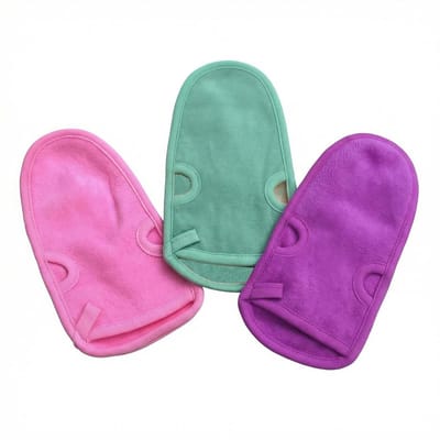 Dailygoods- Badhandschoenen 3 Stuks - Exfoliërende Scrub - Douche Wanten - Dode Huid Verwijderaar - Houtvezel - 22 x 11,5 cm - Scrubhandschoenen