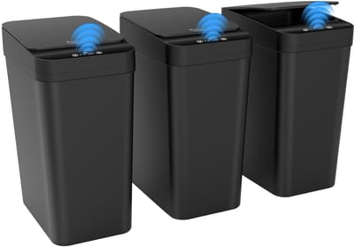 3 Stuks Kleine Beweging Sensor Badkamer Prullenbakken met Deksel, 10 Liter Slimme Afvalbak, Contactloze Afvalemmer voor Toilet, Slaapkamer en Kantoor