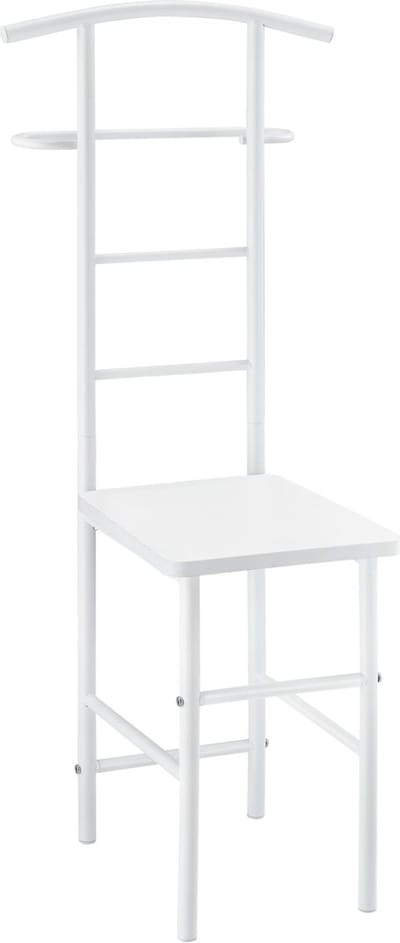 Dressboy kledingrek stoel 107x45x45 cm metaal en MDF wit