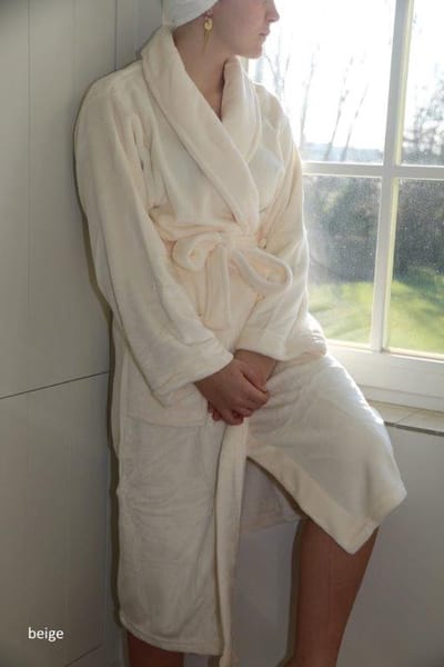 Grand Luxe - Badjas - Fleece - beige - maat S/M