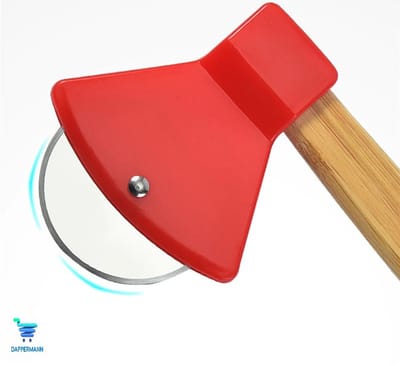 Dappermann | Pizzasnijder - Hakbijl - Rood - 20x10cm - Pizzames - Pizzaroller - RVS