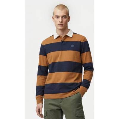 Timberland Rugby Long Sleeve Polo Dark Sapphire/wheat Boot Taglia: M | Maglie a manica lunga Outlet | Uomo | Blu
