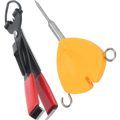 Outil Multi-Tireur pour Nouer la Ligne de Pêche Outil pour Nœuds Sans Nœud avec Coupe-Ongles Matériel de Pêche yellow