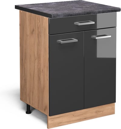 Vicco R-Line Keukenonderkast – 60 cm met lade, WB Antraciet Antraciet Hoogglans
