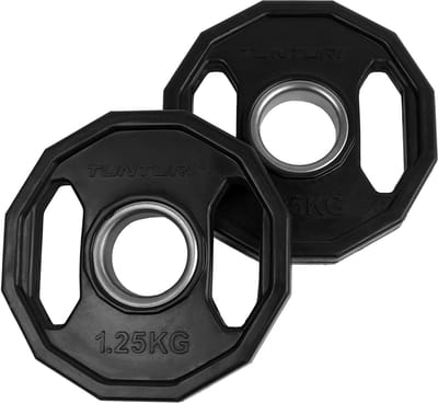 Tunturi Olympische Halterschijven - Halter gewichten - 2x 1,25kg - 50mm - Rubber - Incl. gratis fitness app