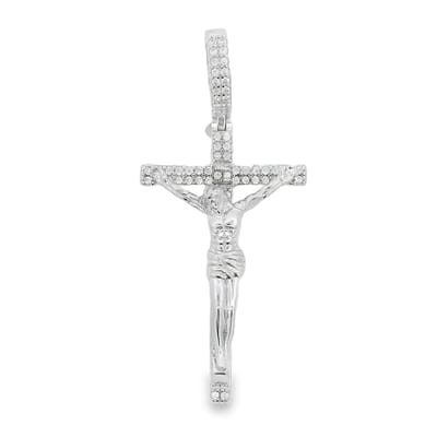 Juwelier Zwartevalk - Zilveren (gerhodineerd) kruis hanger met Jezus - 24.318