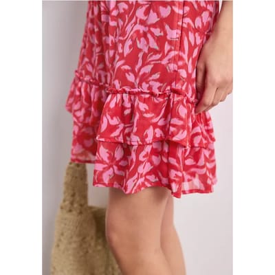 Knielange chiffonrok met volants