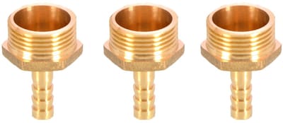 Dailygoods- Slangconnector Massief Messing - Slangkoppelingen - Slangstuk - BSP Draad - 3 Stuks - Geschikt voor Water/Lucht/Gas - Slangkoppeling