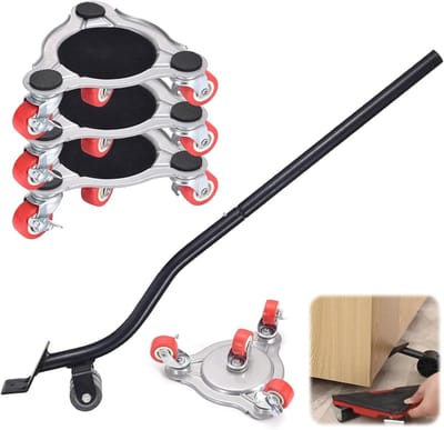 Meubeltransportwielenset met Voetrem - 360 Graden Draaibare Wielen voor Zware Meubels (4 Stuks + Meubelhefgereedschap)