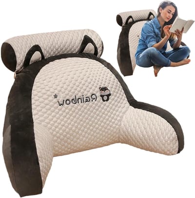 Rugleuning Kussen - Leeskussen Bed - Comfortabel Zitten - Met Armleuningen - 40 x 60 cm - Grijs