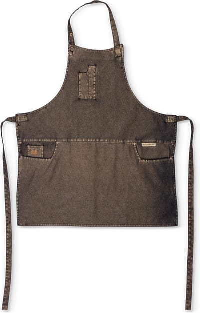 Dutchdeluxes - handgemaakt - Barbecue - Keukenschort - Indigo Jeans - 5 zakken - Goudkleurig