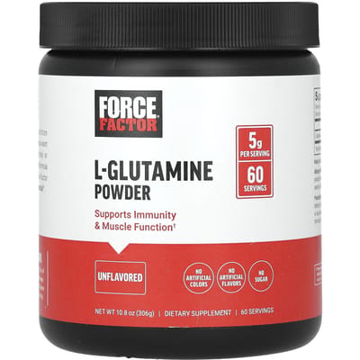 Force Factor, L-Glutamine Poeder, Ongezoet, 306 g (306 g)