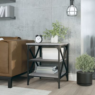 vidaXL - Bijzettafel - 40x42x50 - cm - bewerkt - hout - grijs - sonoma - eikenkleurig