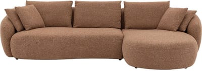 Goossens Ava Hoekbank - Stof - Rood - 334 x 83 x 175 cm - Rechts