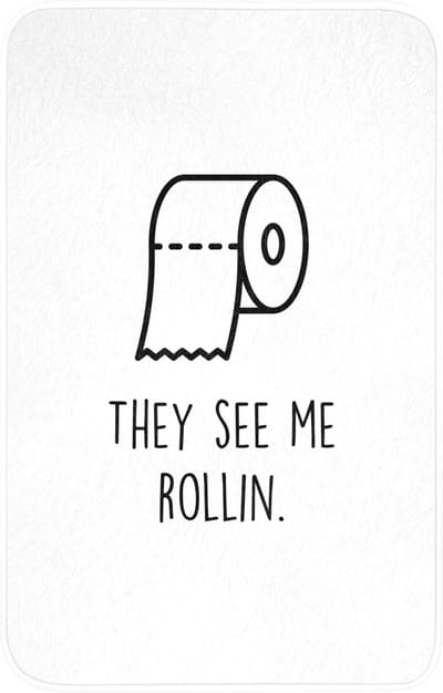 WC mat 50x80 cm - Antislip - Spreuk - WC papier - They see me rollin - Wit - Quotes - Toiletmat - Vloermat - Douchemat - Toilet tapijt - Toiletmatten