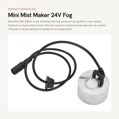 Dailygoods- Mist Maker Hoge Kwaliteit - Fog Verstuiver - Luchtbevochtiger - Zinklegering - 24 V - Gewicht 130 g