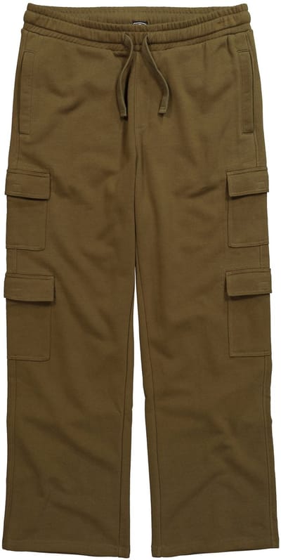 STHUGE - Heren - Cargosweatpants baggy fit elastische tailleband cargozakken - Olijf - Maat L