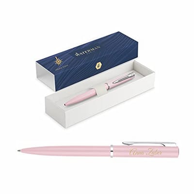 Balpen met Gravure - Gepersonaliseerd Cadeau voor Mannen en Vrouwen - Parijse Mode Inspiratie - Macaron Pink - Blauw Inkt