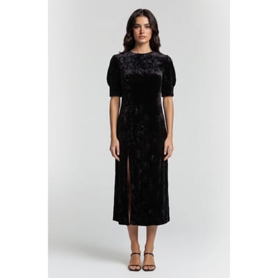 & Other Stories Acelia Velvet Dress Party Black Maat: 34 | Midi Jurken Outlet | Dames | Zwart