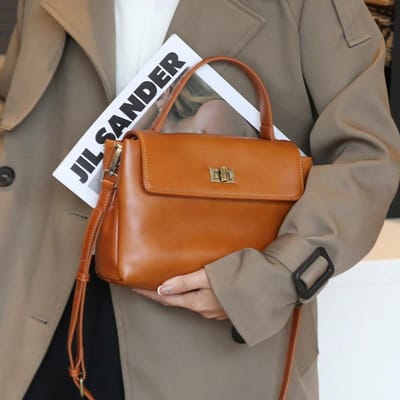 Echt Leer Dames Tas Crossbody Tas Dames Nieuwe High-end Retro Schoudertas Modieuze Veelzijdige Forenzen Handtas 23*8*18 brown