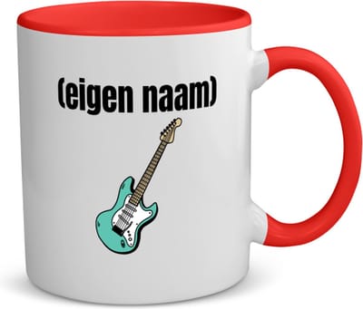 Akyol - blauwe elektrische gitaar met eigen naam koffiemok - theemok - rood - Gitaar - muziek liefhebbers - gitaristen - gitaarliefhebbers - verjaardag - cadeau - kado - 350 ML inhoud