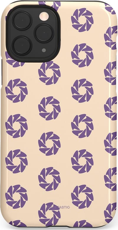 Casetastic hoesje geschikt voor Apple iPhone 11 Pro - Dubbellaagse bescherming - Paarse Cirkels op het Zand - Fashion Case - Crème Lavendel Zilver