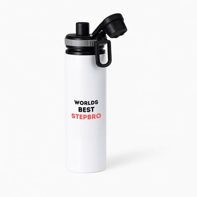 Hacebo® - worlds best stepbro waterfles met draaidop grijs - Broer - de beste stiefbroer - verjaardagscadeau - verjaardag - cadeau - cadeautje voor broer - broer artikelen - kado - geschenk - gift - water fles - 850ML