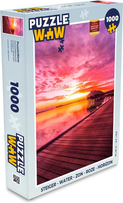 Puzzel Steiger - Water - Zon - Roze - Horizon - Legpuzzel - Puzzel 1000 stukjes volwassenen