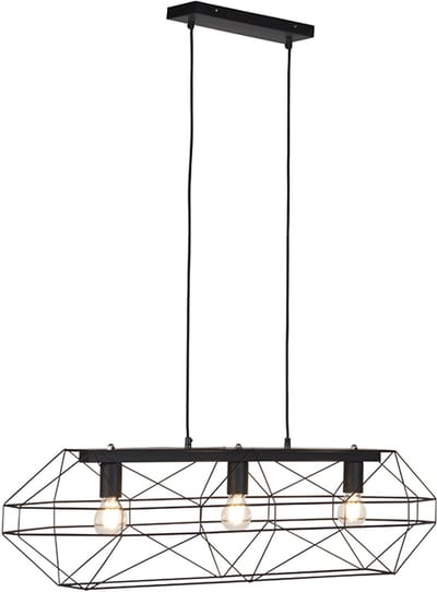 QAZQA carcass - Design Grote hanglamp - 3 lichts - L 300 mm - Zwart - Woonkamer