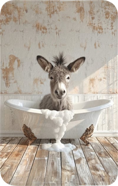 WC mat 50x80 cm - Antislip - Ezel - Dieren - Badkuip - Schuim - Toiletmat - Vloermat - Douchemat - Toilet tapijt - Toiletmatten