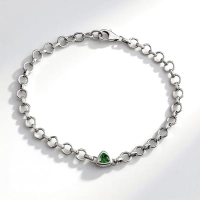 Cavill - Armband 925 Sterling Zilver - 0,48 ct Tsavoriet Triljant - Bezelzetting - Verstelbaar - Elegant Sieraad Karabijnsluiting