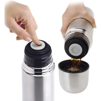 RVS thermosfles - isoleerfles - mat zilver - 500 ml - warmhoud fles - H24 cm