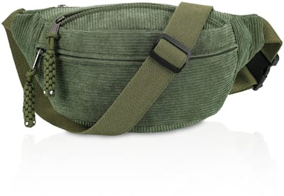 Dailygoods- Heuptas Grote Capaciteit - Heuptasje Dames - Heuptas Heren - Heuptas Wandelen - Heuptasje Kind - Corduroy Materiaal 34x15x11 cm - Fannypack