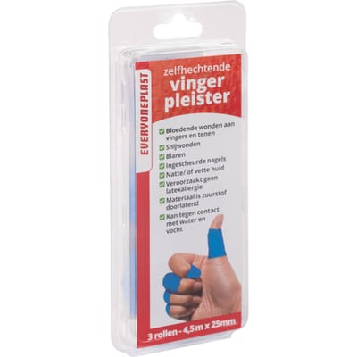 Vingerpleister Allglue zelfklevend op een rol 25mmx4.5m blauw 3 rollen