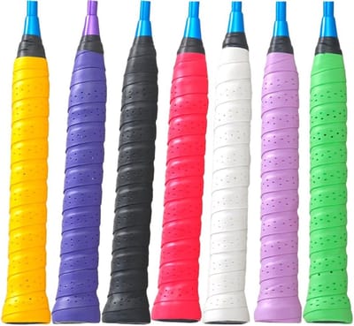 Non-slip, geperforeerde en super absorberende tennis en badminton overgrip, 5 stuks (kleur kan variëren)
