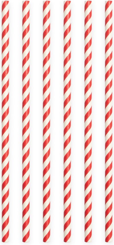 20 Papieren rietjes Rood - 6mm x 197mm