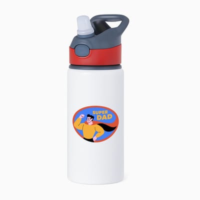 Hacebo® - super dad waterfles met rietje rood - Vader - papa - Vaderdag - cadeau - verjaardag - kado - water fles - 650ML