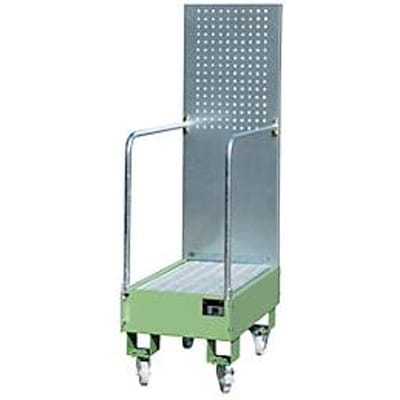 Verrijdbare lekbak LPW 60-3, met geperforeerde plaatwand, van staal, capaciteit 2 x 60 liter vat, groen