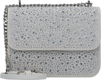 SEIDENFELT MANUFAKTUR Avondtas Schoudertas Anga Square Crossbag Silver Diamonds Crème
