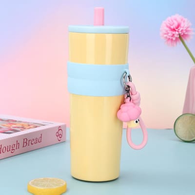Nieuwe Draagbare Touw Draagbare IJs Bula Beker Roestvrij Staal Dubbellaags Vacuüm Geïsoleerde Beker Hoge Uitstraling Horizontale Beker met Rietje 710ml