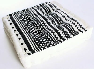 Tuinstoelkussens zwart wit Grafisch/Matras stoelkussen 40 x 40 x 6 cm Katoen