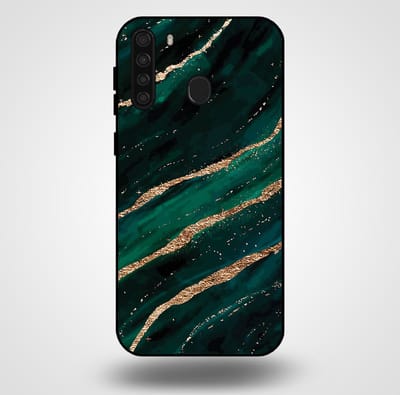 Smartphonica Telefoonhoesje voor Samsung Galaxy A21 met marmer opdruk - TPU backcover case marble design - Groen Goud geschikt voor Samsung Galaxy A21