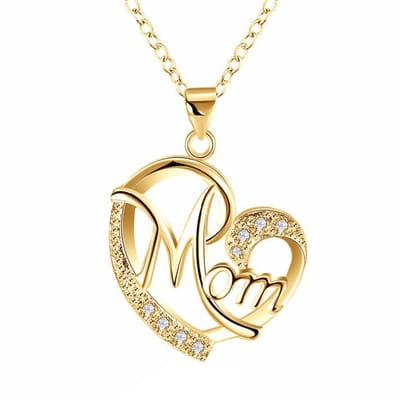 Fako Bijoux® - Ketting Mom Hart - Mama Ketting - Hartje - Cadeautje Moeder - 45cm - Goudkleurig