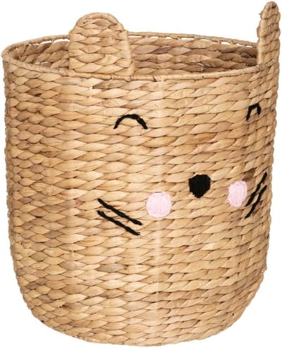 Grote Speelgoedopbergmand XL met Oren - Gevlochten Waterhyacint - Hoogte 42 cm