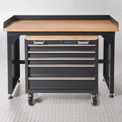 Datona® Werkbank PRO - bamboe werkblad - gereedschapswagen - 150 cm - Zwart