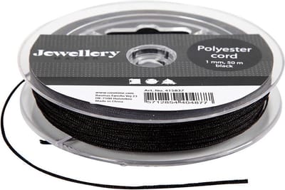 Polyester koord, dikte 1 mm, zwart, 50 m/ 1 rol