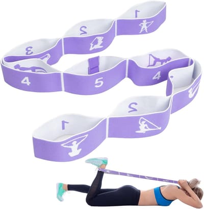 Thijox - Yoga Stretchband Met 9 Lussen - Zeer Elastische Gymnastiekband, Fitnessbanden Voor Effectieve Rek en Spanningsoefeningen, Ideaal Voor Thuis,
